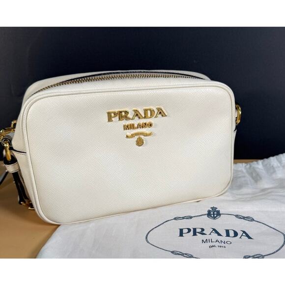Prada Handbags - Prada White Vitello Crossbody Camera Bag IBH149 w/ Dust Bag MSRP $1500